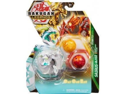 cavernedesjouets Coffret pour Bakugan - Pack de démarrage sairus Ultra auxillataur Cycloid : 3 Boules (Blanche jauen Rouge) - Set Evolutions Serie 4 + 1 Carte Tigre