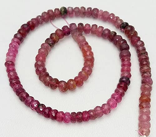Fil de perles tourmaline rose naturelles facettées 4mm pour colliers DIY