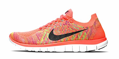 Nike Free 4.0 Flyknit Women's Running Shoes, 7.5, Hot Lava/Blk/Fchs Flsh/Glcr Ic
