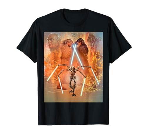 T-shirt Star Wars Revenge of the Sith noir en coton style fresque vintage pour fan de la saga
