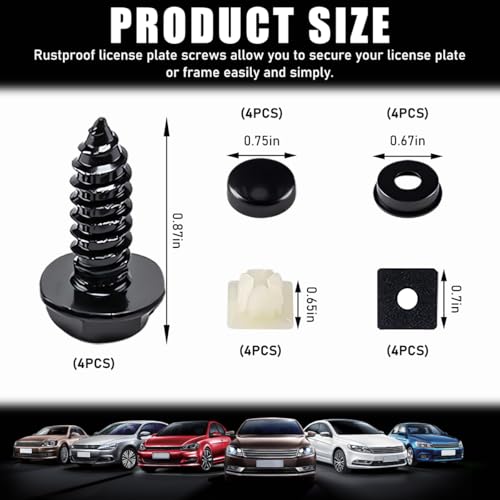 image for Yourkar 4 PCS License Plate Screws, 304 Stainless Steel Fasteners for 
