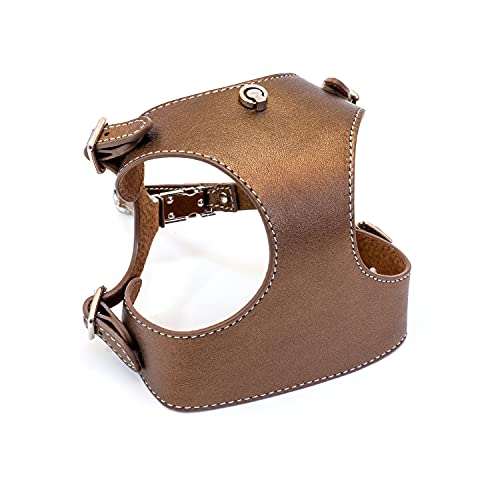 Leather Small Dog Harness. Chihuahua Harness, Yorkshire Terrier Harness, Light and Soft Small Dog Harness, Leather Handmade in Europe Product. Bronze Color. S-L Sizes.