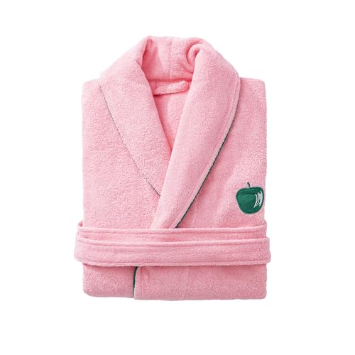 UNITED COLORS OF BENETTON. Albornoz Unisex Hombre o Mujer 380gsm 100% algodón, Rosa con Manzana Verde Fruits