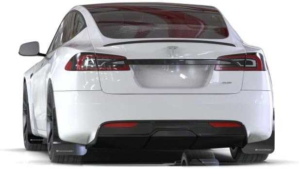 Rally Armor MF101-UR-BLK-RD Compatible with 21-23 Tesla Model S/S Plaid Black UR Mud Flap w/Red Logo