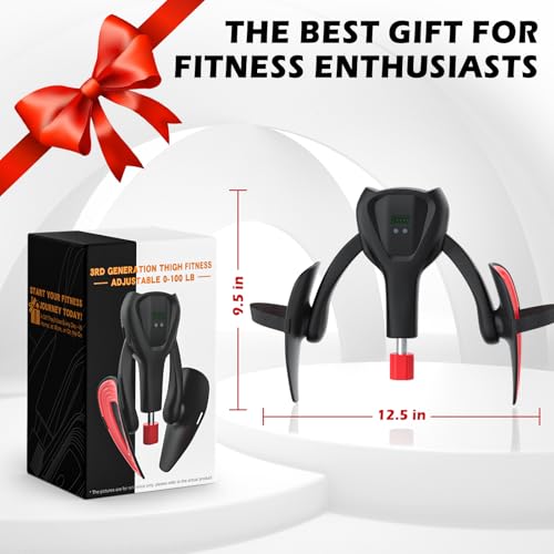 Image of 3rd Gen Thigh-Train 0-100 lbs Adjustable Resistance Inner Thigh Train Exercising Counter with Leg Straps Band Pelvic Floor Kegel Hip Exercise Workout Equipment Pilates Women Men (Black)