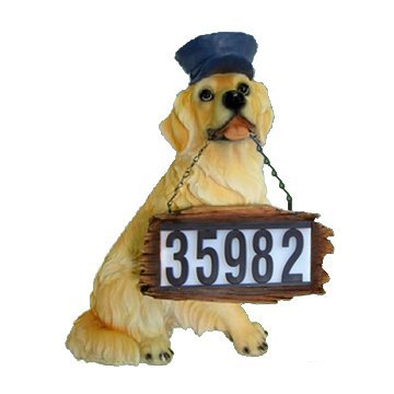 Solar Pup Golden Retriever Solar-Powered Address Light For House Numbers
