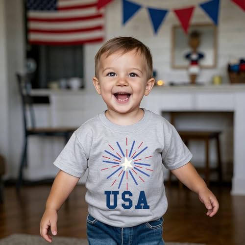 Image of Boys 4th of July Shirts-Toddler Girls Patriotic American Flag Tees Kids Memorial Day USA T-Shirts 2-7T