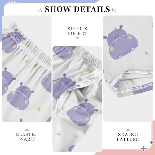 ZZXXB Hippo Stars Boys Long Pants Soft Trousers Elastic Waist Kids Lounge Bottoms with Pockets S-XL4