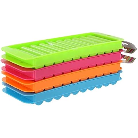 4 Plastic Ice Tube Making Trays for Water Bottles - 2pc Sets Cover