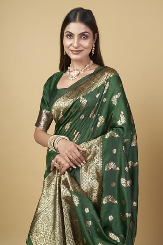 Image of Shasmi Women's Banarasi Saree Pure Kanjivaram Silk Saree Soft new ladies 2025 Design Wear Pattu Sarees Party Sari collections With Blouse Piece for Wedding sadi (PARI-188)
