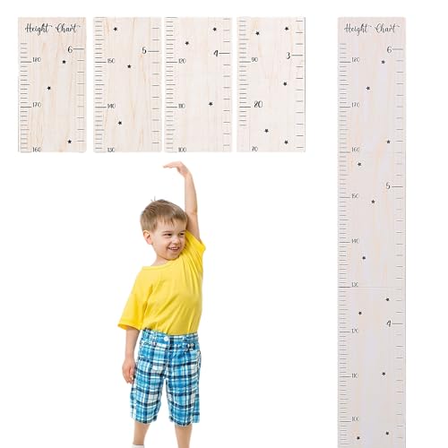 Toise en bois pour enfants - 70-185 cm - Personnalisable - Pour chambre de bébé et enfant - Décoration murale et superbe cadeau de naissance (couleur bois)