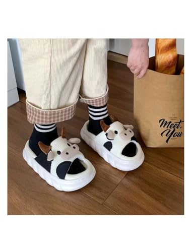 Cute Kawaii Multi Colored Cow Linen Pillow Slipper Cloud Slides Non-Slip Summer Slipper4