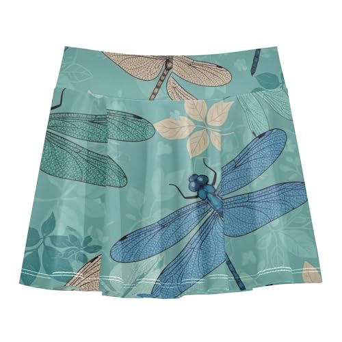 Joisal Kids Tennis Skirts Colorful Dragonflies Wings Blue Girls' Shorts Athletic Skorts Print Pleated Skort 4t2