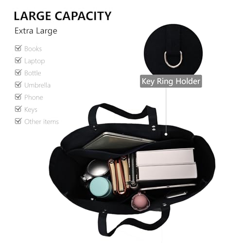 Extra Large Canvas Tote Bag Everything Bag with Pockets and Laptop Sleeve Utility Work Tote2