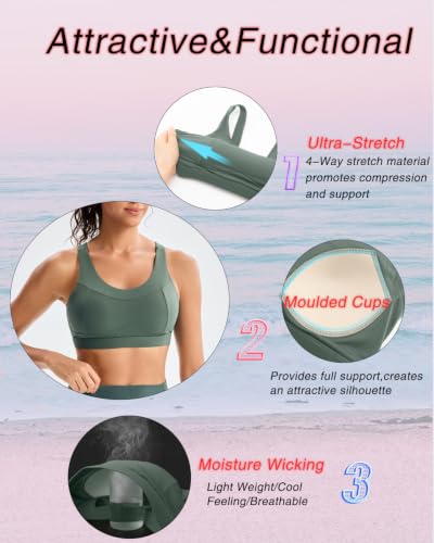 Image of RUNNING GIRL High Impact Sports Bras for Women,Racerback Running Bra Workout Crop Tank Tops Longline Sports Bra Push up