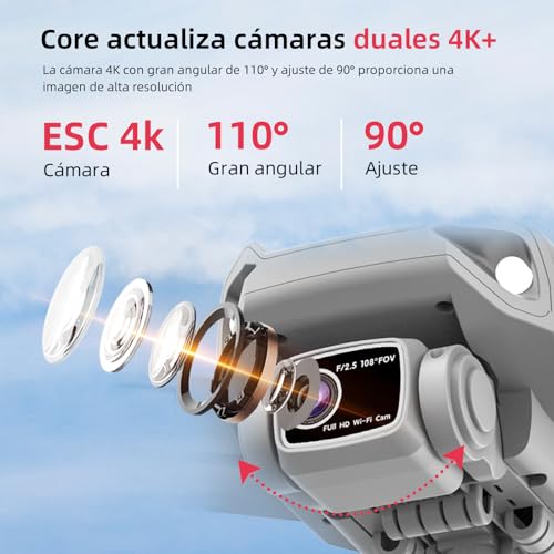 Image of AXNEN Professional GPS Drone with Dual 4K Camera, EIS, Brushless Motors, 3 Batteries, WiFi, Trajectory Flight, Adults