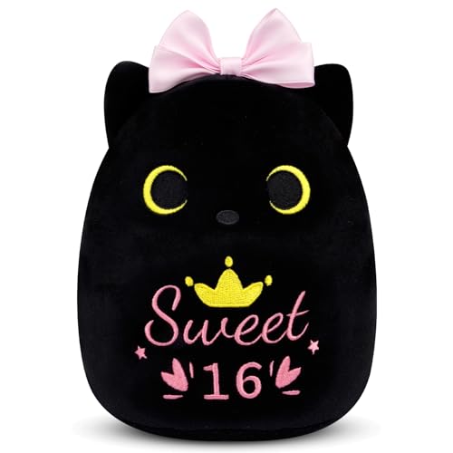 LSYDCARM Sweet 16 Black Cat Plush, Sweet 16 Gifts for Girls