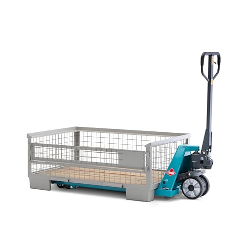 HEMMDAL Industrie-Gitterbox mit halb abklappbarer Längswand | 1.500 kg Tragkraft | HxBxT 50 x 124 x 83,5 cm | Grau | 5 x 5 cm Maschenweite | aus Stahl | niedrige Bauart | stapelbar| Gitterbehälter