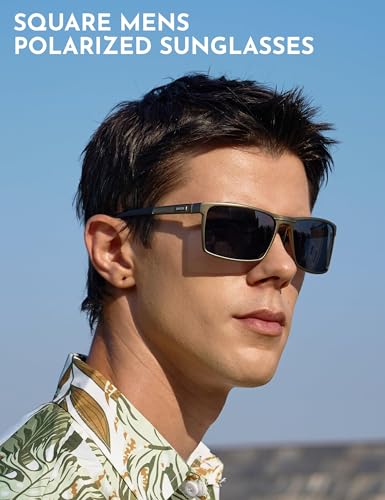 Image of BIRCEN Polarized Anti-Glare Sunglasses for Men: Lightweight Metal Wrap around Sun Glasses UV Protection for Driving Fishing