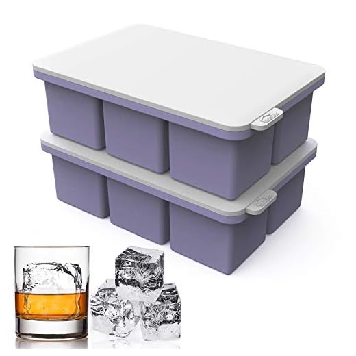 Large Square Ice Cube Tray with lid, Big Block Ice Cube 2 Inch, Giant Cocktail Silicone Ice Maker, Scotch Whiskey Ice Cube, Easy Release Reusable Ice Cubes for Soup Freezer Wine Juice