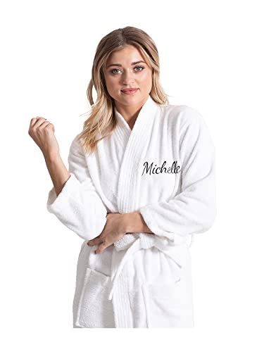 Image of Turkuoise Soft & Absorbent Towel Robe, 100% Cotton Turkish Terry Cloth Kimono Bathrobes for Women