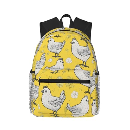 Sac à dos de voyage polyvalent noir One Size avec motif poulet jaune