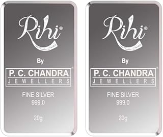 Rihi By P.C. Chandra Jewellers 999 Purity Silver Bar cum Coin 40 Gram (20g X 2)
