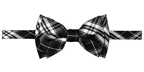 Retreez Stylish Plaid Checkered Woven Microfiber Pre-tied Boy's Bow Tie - Main Image