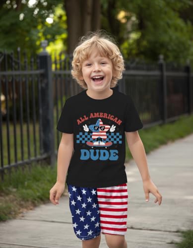 Image of Mrocioa Toddler Boy Summer Clothes 4th of July T Shirt American Flag Shorts Set Girl Stars Stripes Outfit