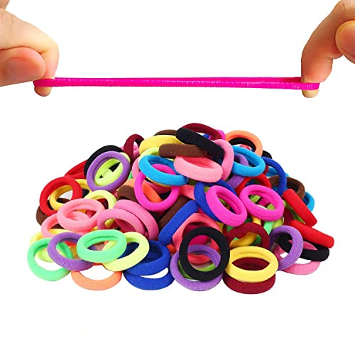 Image of Dream Loom Hair Ties for Kids, 100pcs Small Rubber Hair Bands Elastic Ponytail Holders, Tiny Soft Hair Ties for Baby Toddlers Girls Hair Accessories Multicolor