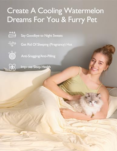 Momcozy Life CoolMurm Cooling Comforter for Hot Sleepers, King/Cali King 106"x90" Soft Breathable Pregnancy Cooling Blanket, 3-Second Cooling, 8 Hours+ Stay Cool All Night, Beige Yellow