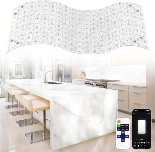 4 Pack LED Backlight Sheet 24V 36W 6000K White Flexible Led Panel Lights with Alexa & APP Remote Control Dimmable Backlit Light 19.7X9.7 Inch for Translucent Stone/Marble/Onyx/Quartz Countertop
