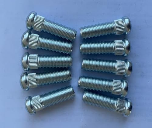 SHULIY 10 PCS Rear 1/2-20 Serrated Wheel Stud Bolt 0.535 in. Knurl, 1.5 in. Length Replacement for Chevrolet Buick Cadillac GMC Pontiac Oldsmobile Car