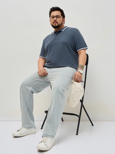 Image of Urbano Plus Men's Regular Fit Heavy Washed Denim Jeans Stretchable