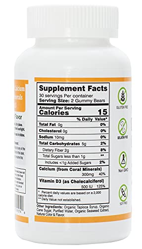 Pharmvista Coral Calcium Gummies With Trace Minerals - Tasty, Gelatin Free, Gluten Free Gummies With Natural Calcium & Vitamin D3, 60 Count #TOP1