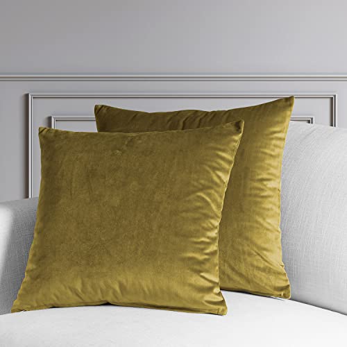 Image of HPD Half Price Drapes Cushion Cover 18 x 18 Heritage Plush Velvet - VPYC-179911-CC18PR - Pair, Peat Green
