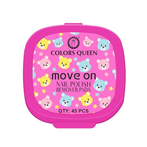 Image of Colors Queen Move On Nail Polish Removers Pads | Easy & Hassle Free Nail Paint Remover Wipes | Keeps Nails Moisturized & Nourished | Alcohol & Aceton Free Nail Polish Remover Wipes (45 Wipes, Pink)