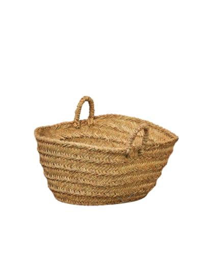 Cesteria Aparici - Capazo de Esparto Mediano Ovalado (42x25x22cm). Leñero Artesanal y Cesto Decorativo Rústico para Flores, Eventos y Almacenaje. (Ref. 7109-4)