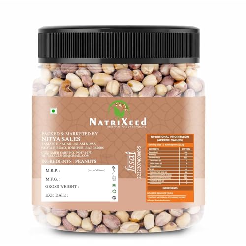 Image of NatriXeed Roasted Salted Peanuts 1kg | Crunchy Roasted Groundnuts | Savoury Ready To Eat Snack | Namkeen Moongfali For Tea Time, Travel, Parties & Everyday Enjoyment | Protein Rich Snack Ingredient