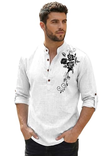 Image of Zombom Men's Cotton Polyester Blend Mandarin Collar Self One Design Printed Full Sleeve Regular Fit Casual Short Kurta