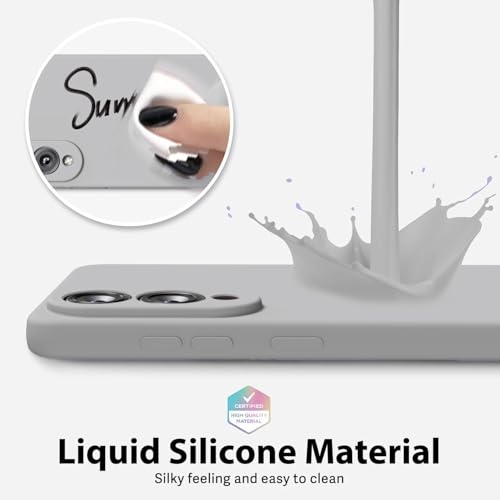 Image of DIZORO Microfiber Candy Case Compatible for Samsung S25 Edge 5g Smooth Touch Cushion Liquid Soft Silicone Gel Rubber Phone Cases Non-Slip Full Body Protective Shockproof Back Cover - Titanium