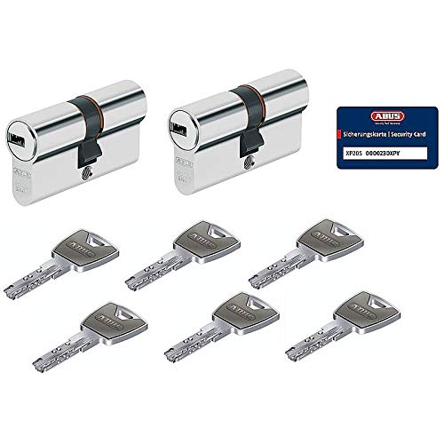 Preisvergleich Produktbild ABUS XP20S Doppelzylinder Codekarte, Bohrschutz, Not- und Gefahrenfunktion, gleichschließend (2 Stück 30 / 35 mm mit 6 Schlüssel)
