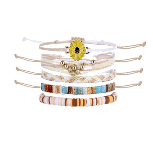 Image of Beach Summer Ankle Bracelet for Women Handmade Braided Adjustable String Anklets Waterproof Surfer Bracelet