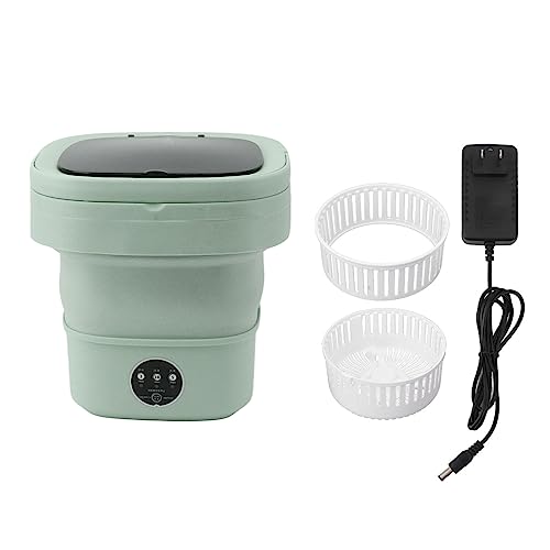 Mini Foldable Washer, 6L Mini Washer, Portable Bucket Washing Machine with Black Lid, Built in Dehydrator, for Baby Clothes, Underwear or Small Items, Apartment, Dorm (US Plug)