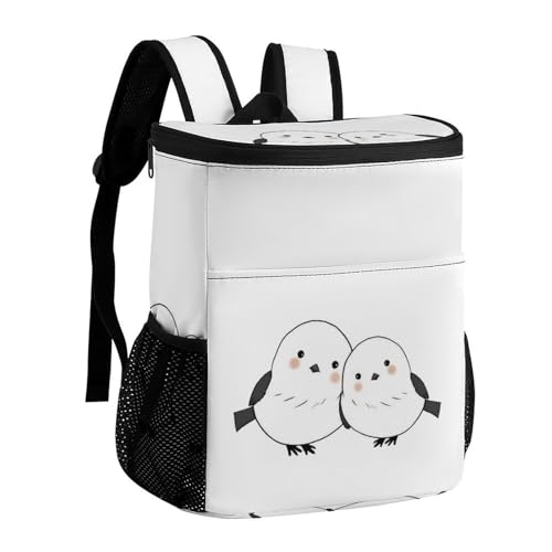 シマエナガ 鳥柄 クーラー バックパック 保冷リュック 大容量 クーラーボックス 保冷リュック 冷蔵庫バッグ 保温 釣り キャンプ クーラーボックス クーラーバッグ