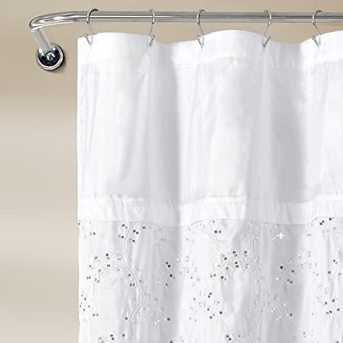 Lush Decor Maria Shower Curtain, 72" x 72", White & Silver, W 72" x L 72" (1 Panels) - Image 2