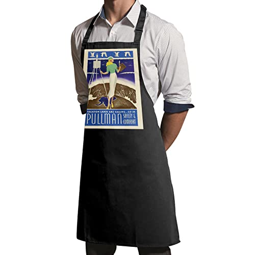 Tablier cuisine noir Pullman style vintage Art Déco chic et durable