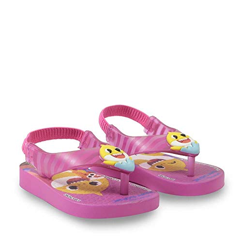 Slide Ipanema Baby Shark Bebê Menina Rosa/Rosa/Amarelo 22