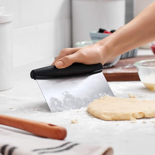 Image of Dough Bench Scrapper Cake Cutter Pastry Cutter Chopper, Smoother Icing Fondant Decorating Multi-Purpose Stainless Steel Baker Scraper & Chopper 5 inch