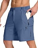 SERAMY Pantalones cortos de senderismo para hombre con 6 bolsillos con cremallera de 9 pulgadas, de secado rápido, ligeros, para golf, pesca casual, Azul oscuro, X-Large corto